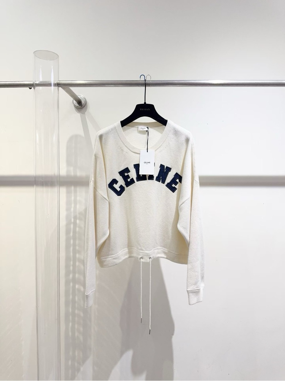 Celine Cream Sweatshirt with Navy Logo